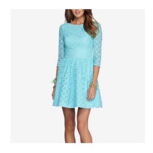 Lilly Pulitzer Shorely Blue XOXO Lori Lace Dress
